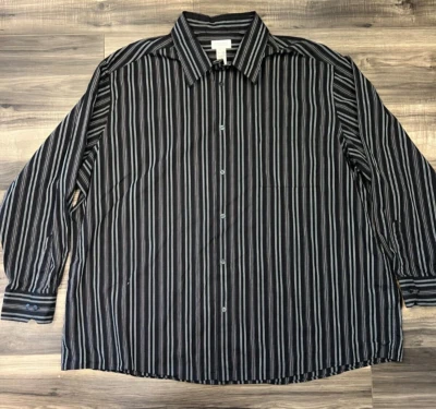 Concepts by Claiborne Shirt Mens 4XL Long Sleeve Button Up Strip Dark Color - Image 1 of 4