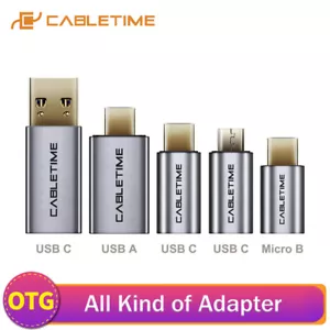 CABLETIME USB C to USB 3.0 Micro B Adapter Male to Female OTG. Grey - Picture 1 of 13