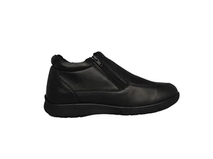 Men's Boys Dr Keller Leather Black Shoes Winter Comfort Zip Casual Boots UK 6 - Picture 1 of 3