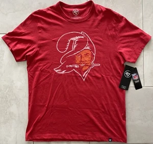 NWT MEN’S TAMPA BAY BUCCANEERS T-SHIRT '47 BRAND LEGACY TEE RETRO LOGO LARGE - Picture 1 of 9