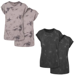 Build Your Brand Ladies Batik Dye Extended Shoulder Tee 2-Pack T-Shirt Printable - Picture 1 of 11