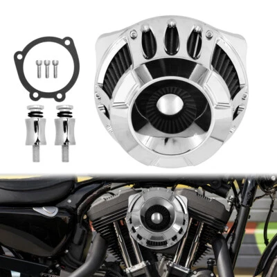 CNC Chrome Inverted Series Air Filter Cleaner Element Fit For Dyna Softail 00-15 - Image 1 of 4
