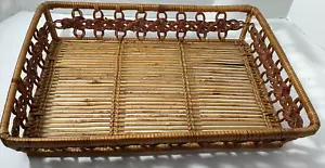 Portaposta/porta lettere/organizzatore scrivania vimini vintage rattan 13X9X2,5 - Foto 1 di 6