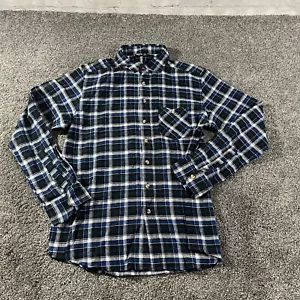 Identic Man Long Sleeve Collared Checked M 39/40 Plaid Flannel Blue/Black - Picture 1 of 10