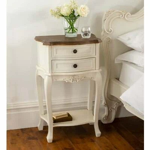 Annaelle Antique French Style Bedside Table | 2 Drawer Bedside Cabinet - Picture 1 of 2