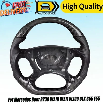 Carbon Fiber Steering Wheel For Mercedes Benz R230 W219 W211 W209  CLK G55 E55  - Изображение 1 из 4