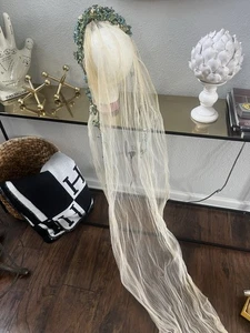 Increíble velo tocado años 1910 1920 con tiara verde - Imagen 1 de 9