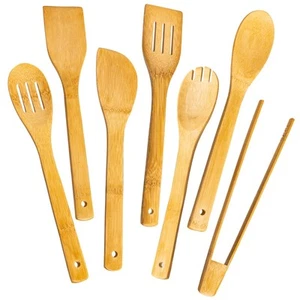 Cucchiai in Legno per Cucinare 7 Pezzi, Set Utensili da Cucina Antiaderenti Bambù - Foto 1 di 7