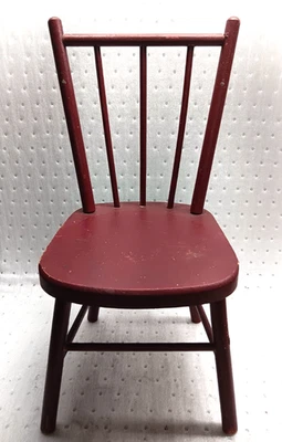 Antique VTG Spindle back Childs / Doll Chair Original Red Paint 19" Tall NICE - Image 1 of 4
