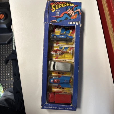 1978 Superman 5 Car Set Corgi Juniors Van Helicopter Police Supermobile DC - Image 1 of 4