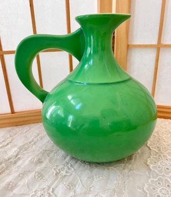 Jarra jarra verde MCM vintage hecha en Japón cerámica 7,75" H Foto 1 de 4