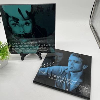 Набор из 2 настенных картин цитаты Джеймса Дина Хепберна 10x10 - Изображение 1 из 4