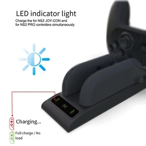 Black Charging Dock for Switch 2 Controllers with Integrated LED Indicator - Picture 1 of 9
