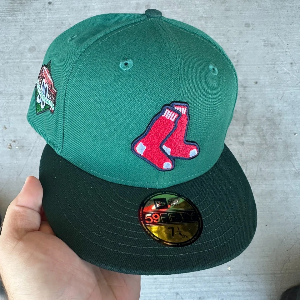 Sombrero Talla 7 1/4 Club Boston Medias Rojas Ajustado 90 Aniversario Verde Gris UV 59fifty Foto 1 de 3