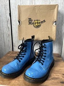 Dr Doc Martens 1460 J Mid Blue Patent Leather Ankle Boots Size UK 3 EU 36 Boxed - Picture 1 of 14