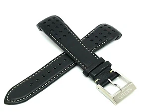 Seiko Men's Watch Replacement Band Black Yellow Leather Strap 21mm Lug 8'' - Picture 1 of 7