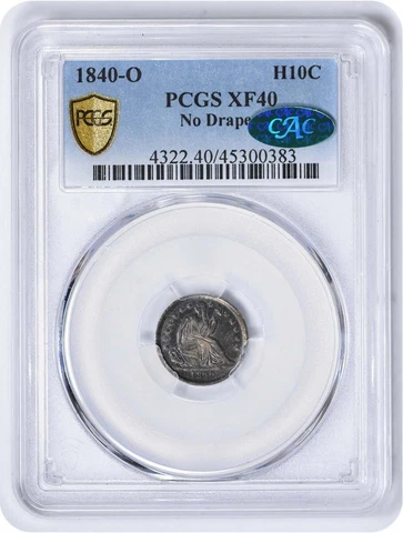 1840-O Liberty Seated Silver Half Dime No Drapery EF40 PCGS (CAC) Cover