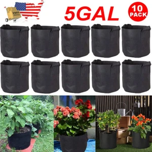 5 Gallon 10 Pack Planting Grow Bags Fabric Pot Nursery Soil Nonwoven w/ Handle U - Picture 1 of 12