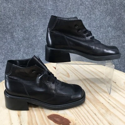 Enzo Angiolini Botas Mujer 6M Botines Tacones Cuero Negro Con Cordones Parte Superior Baja Foto 1 de 4