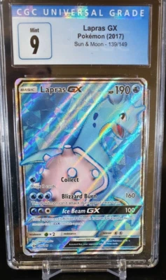 Lapras GX 139/149 Sun & Moon Base Set Full Art Holo Pokemon - CGC 9 MINT - Image 1 of 2