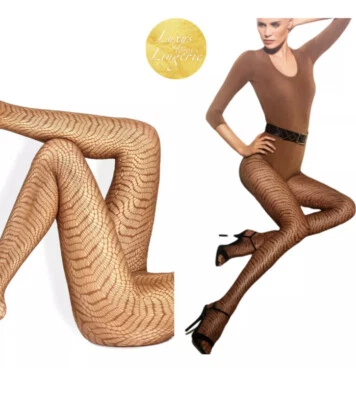 WOLFORD Mujer Frappe Medias Marrón Pequeño $69- Nuevo con Etiquetas Disfraz Fiesta Foto 1 de 3