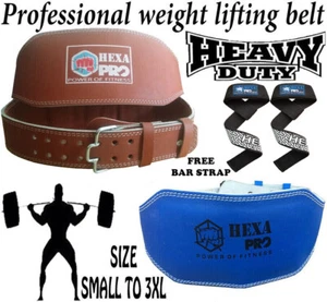 HEXA PRO Weight lifting bodybuilding back support weightlifting Leather Belt 6" - Picture 1 of 9