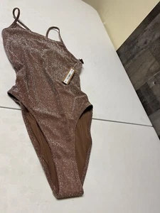 NWT Skims Womens Glitter Swimwear One Piece Cocoa SW-BDY-0110 Size XXS W28 - Picture 1 of 5