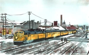 Illinois Winter Train – SandraWatercolors™ Limited Edition SIGNED Art Print - Picture 1 of 2
