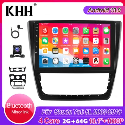 KHH Für Skoda Yeti 2009-2017 Carplay Android 13.0 Autoradio BT GPS Navi DAB+ 2+64GB