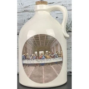 Jarra de cerámica vintage con obra de arte de la Última Cena decoración religiosa corcho y tapón - Imagen 1 de 7