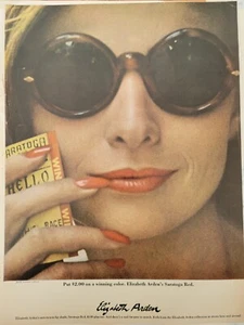1963 Elizabeth Arden Saratoga Red lipstick sunglasses Race ticket vintage ad - Picture 1 of 1