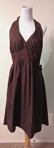 New Suzi Chin Maggy Boutique sz 12 Halter style Sun Dress brown lined 3653 - Picture 1 of 5