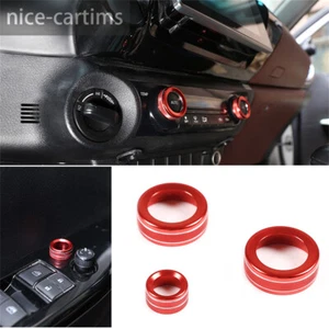 For Toyota Hilux Revo 2015+Red Alloy Air Condition /Mirror Adjust Knob Ring Trim - Picture 1 of 7