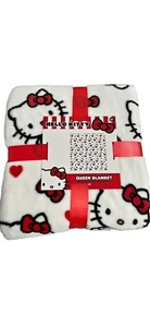 Hello Kitty White Valentine Queen Plush Blanket. New - Picture 1 of 1