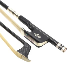 Super promotion 4/4 Cello bow Braided carbon fiber Ebony frog white Horse Hair - Imagen 1 de 8