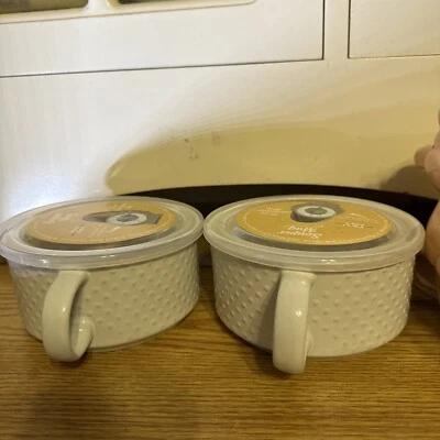 Juego de 2 tazas de gres Boston Warehouse 22 oz con tapa ventilada de vapor (5A) Foto 1 de 4