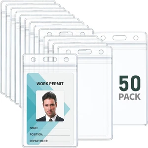 Paquete 50 Porta Credencial Tarjeta Identificacion Vertical Funda Transparente - Bild 1 von 12