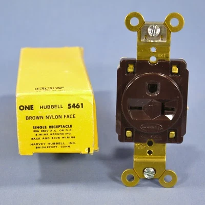 Hubbell Bryant Brown INDUSTRIAL Single Outlet Receptacle 6-20 20A 250V HBL5461 - Image 1 of 4