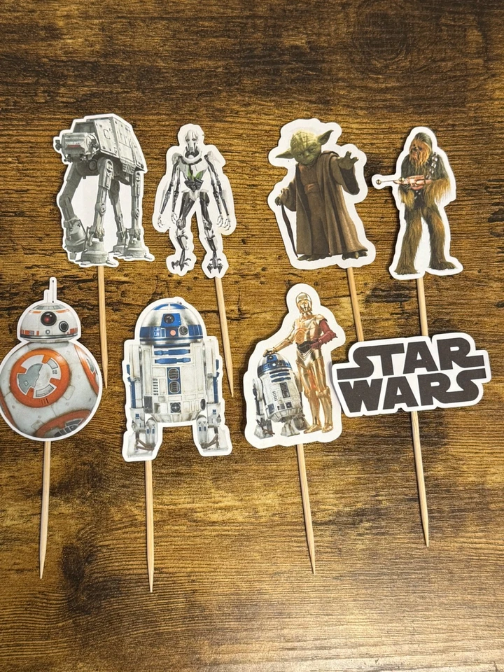 8 selecciones de madera vintage de recortes de papel para pasteles de cumpleaños de Star Wars  Foto 1 de 4