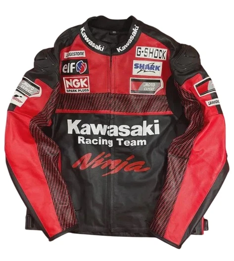 Kawasaki Ninja Riding Jacket Motorbike Motorcycle Racing Leather Biker Jacket Foto 1 de 4