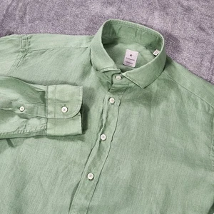 Bastoncino Shirt Mens 17 43 Linen Button Up Long Sleeve Made In Italy Dress - Picture 1 of 10