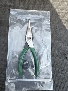 SK Tools USA S-K 6” Needle Nose Plier Nos Made USA Pliers Green Handle 16617 - Foto 1 di 7