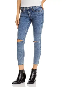RAG & BONE Women size 24 Dre Low-Rise Ankle Skinny Jeans Distressed Oak Knoll - Picture 1 of 13