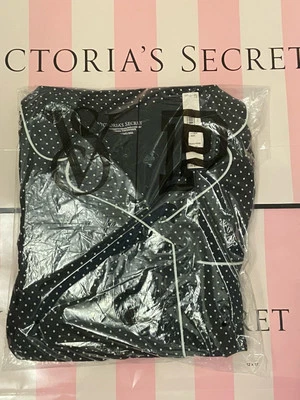 NUEVO CON ETIQUETAS VICTORIA'S SECRET Conjunto de pijama corto modal de 2 piezas XS punto alfiler negro Foto 1 de 2