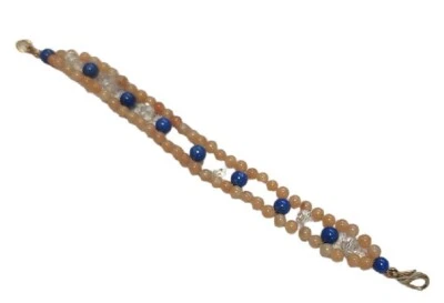 Cornalina, Lapislázuli, Cristal Facetado con Cierre de Langosta Tono Plateado 7" Foto 1 de 2