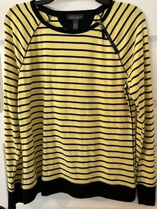 Lauren Jeans Co Ralph Lauren Knit Shirt Women’s L Large Yellow Black - Picture 1 of 3
