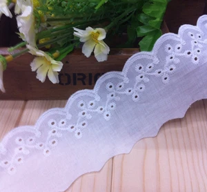 15 Yards weiß weiches Baumwoll spitze Trim hohles Hochzeit dekoration 6cm  - Picture 1 of 4