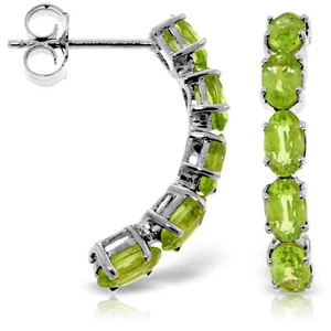 Orecchini in oro bianco massiccio 14 carati 2,5 carati peridoto naturale - Foto 1 di 4