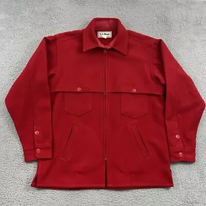 Vintage LL Bean Jacket Mens Large Tall Wool Field Mackinaw 80s Zip Pocket Coat - Picture 1 of 9