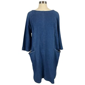 J.JILL DENIM Kleid Damen extra groß bescheiden Bauern Baumwolle Etuikleid Taschen Country - Bild 1 von 19